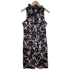 Taylor Dress Women's 6 Sleeveless Floral Midi V-Neck‎ Pink Black